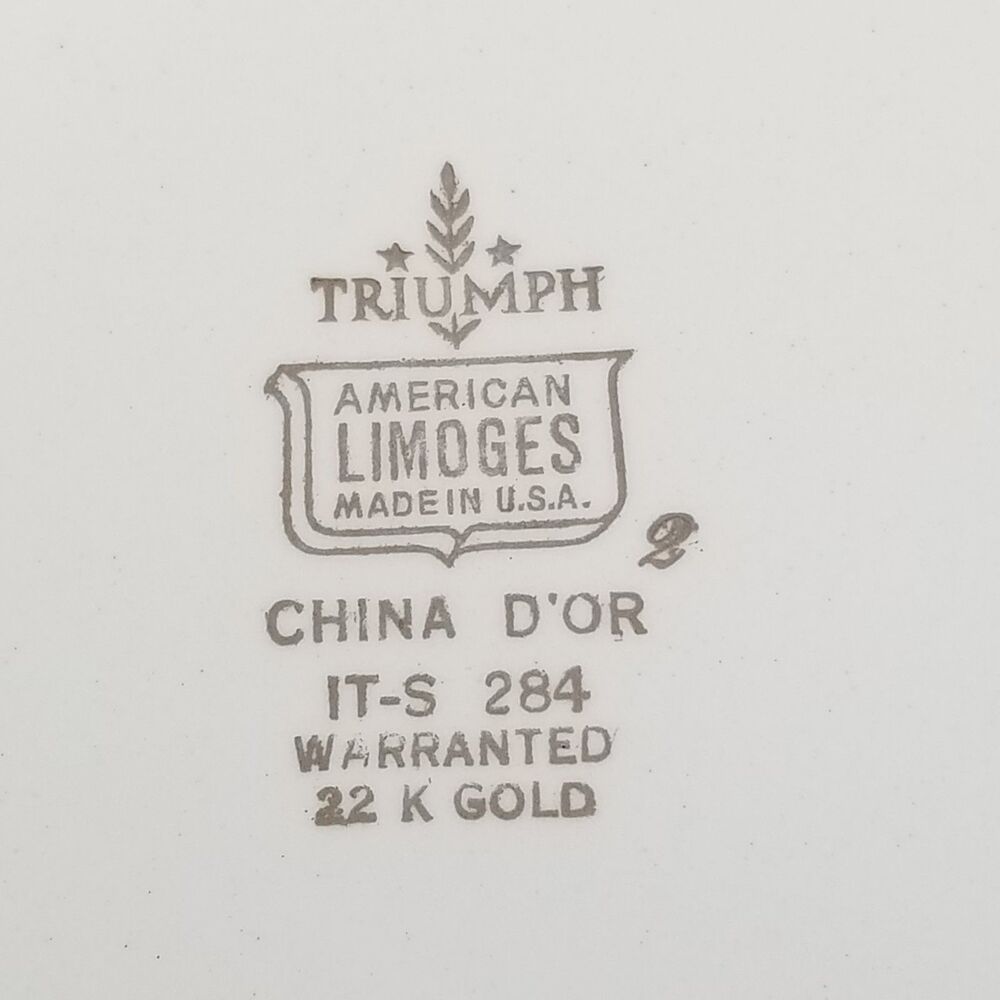 vintage American Limoges Triumph China d'Or china covered serving bowl 22k trim - Picture 9 of 11
